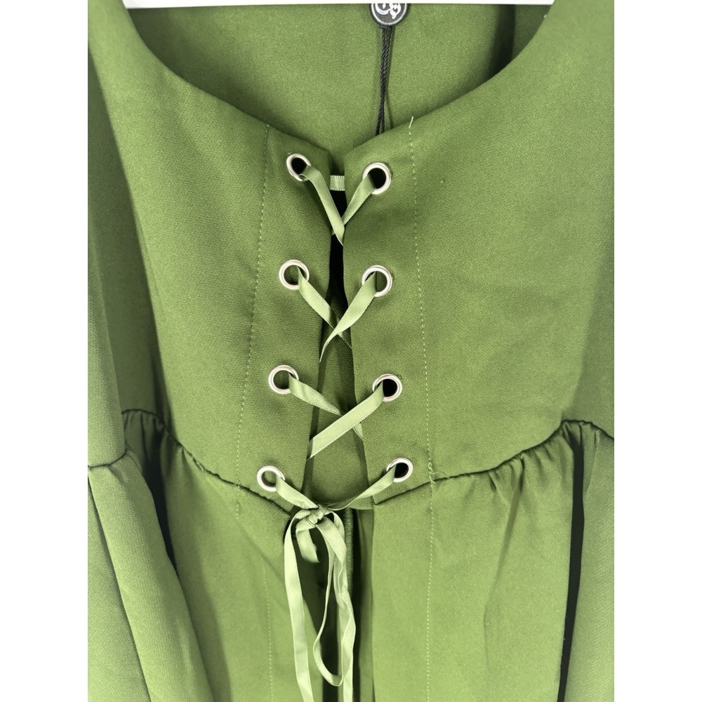 Scarlet Darkness Lace Up Over Dress Vest Dress XS Green LARP Ren Faire Peasant - Picture 9 of 12